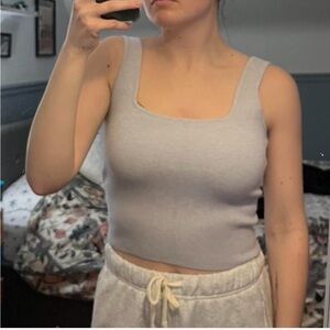 Abercrombie & Fitch Grey Fitted Crop Tank Top